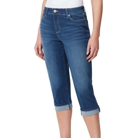 KUT From the Kloth High Rise Cotton Blue Wash Denim Capri Jeans, Size 22x24.5 - Picture 1 of 6